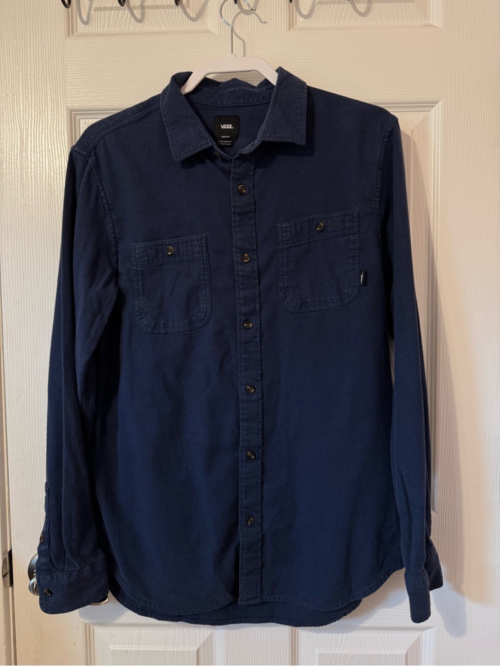 Mens Vans Navy Button-Up Flannel